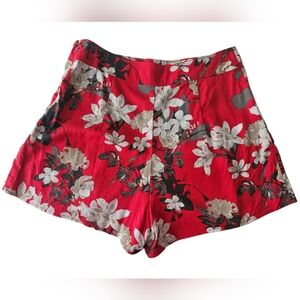 ABERCROMBIE & FITCH Red Tropical Floral Pleated Shorts | SZ 4